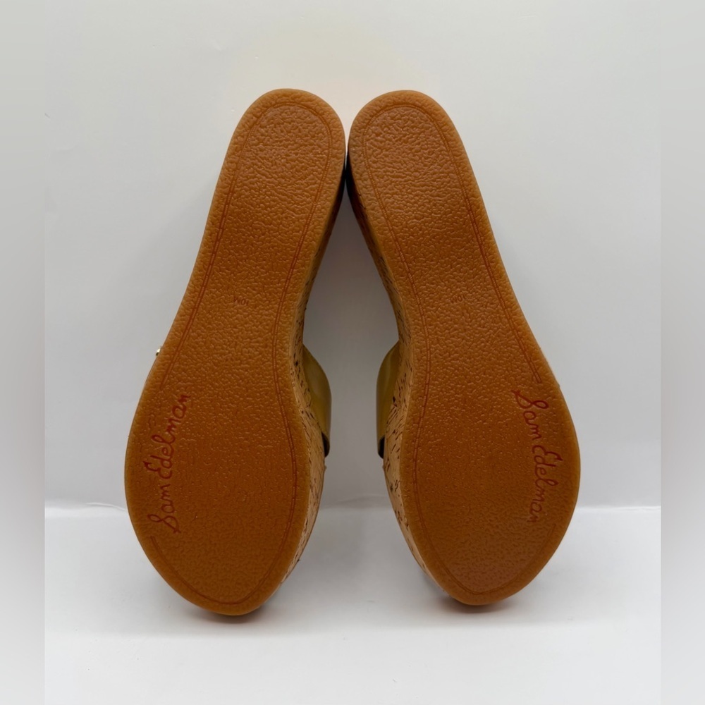 Sam Edelman Sandals 10M Cork Wedge Platform Beige Matte - Picture 7 of 11